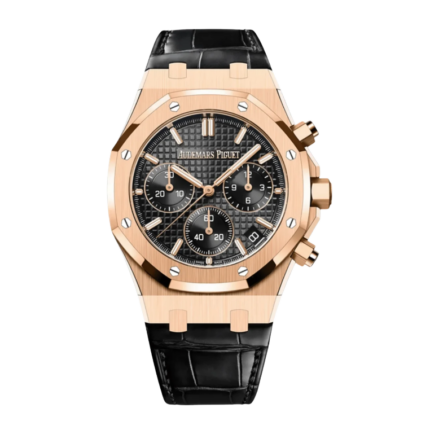 Audemars Piguet Royal Oak Chronograph ‘AP rotor’ Rose gold black dial on leather strap